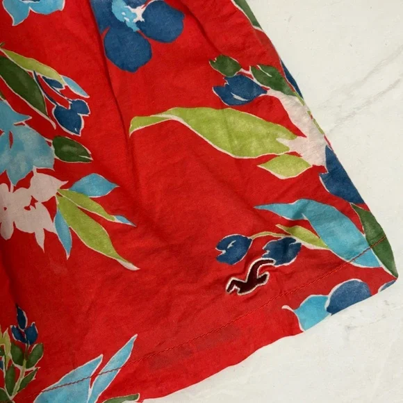 Vintage Y2K Hollister Size Small Coral Pink Floral Babydoll Mini Dress Preppy - Picture 5 of 6